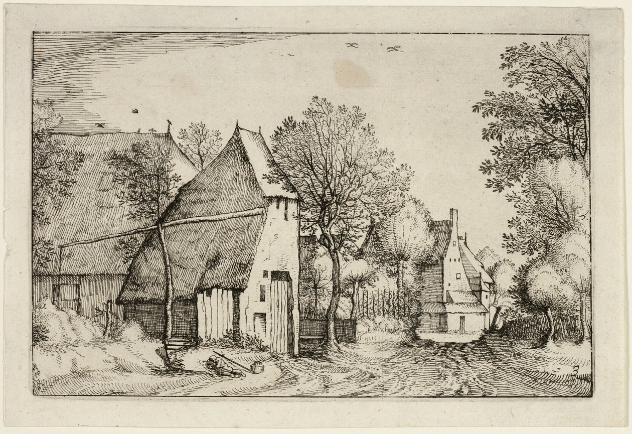 Falusi út, harmadik lemez a tanyák, vidéki házak és falusias falvak képei után (Praediorum villarum et rusticarum casularum icones) alkotó: Claes Jansz. Visscher II