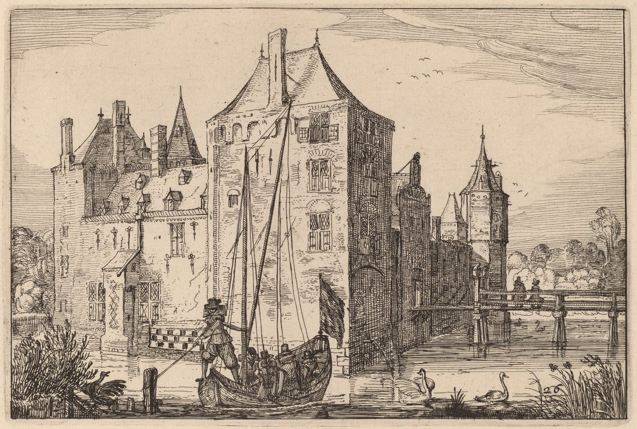 Kastély (Warmond?) alkotó: Claes Jansz Visscher after Johannes van Doetechum, the Elder after Lucas
