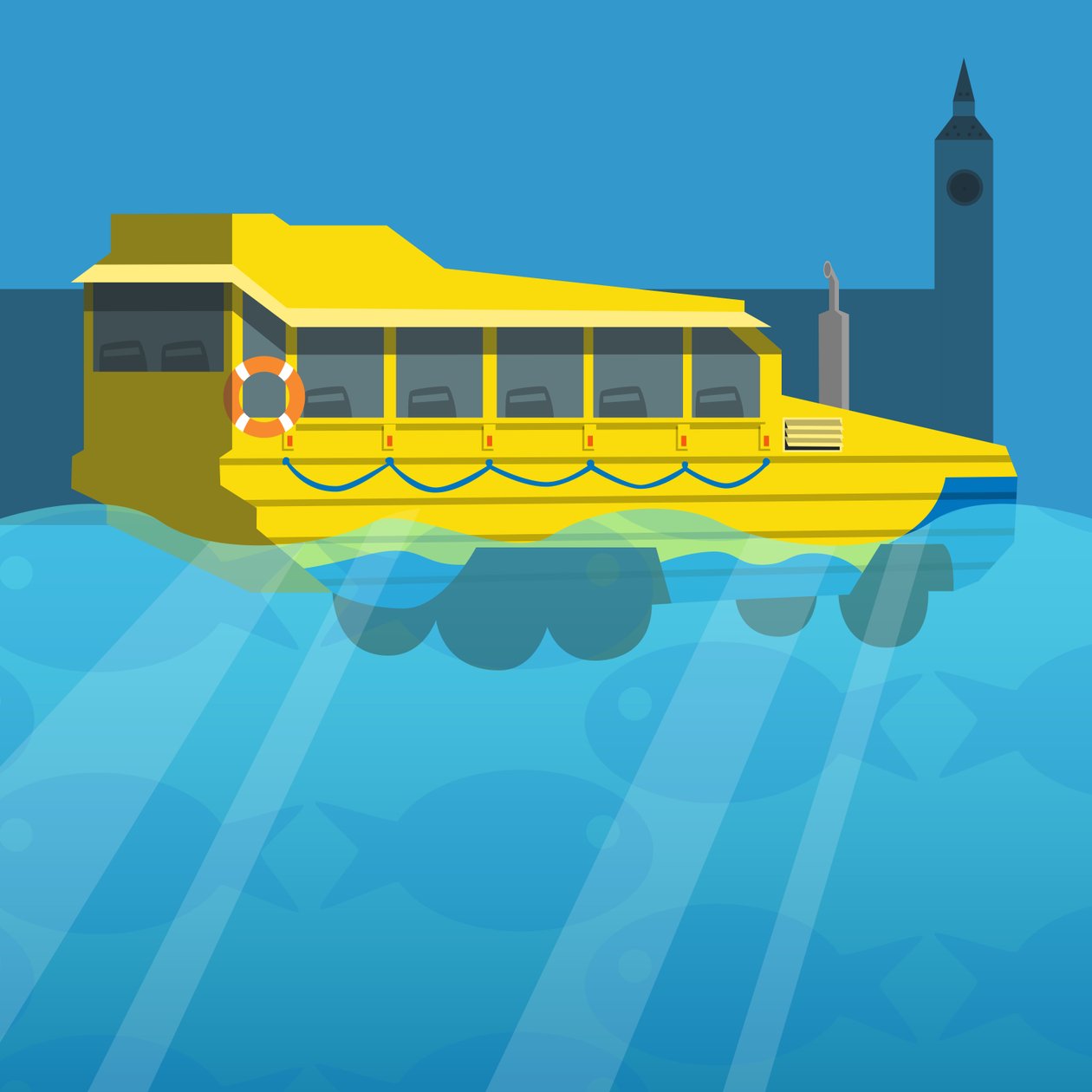 Kétéltű London Duck Tour Bus alkotó: Claire Huntley