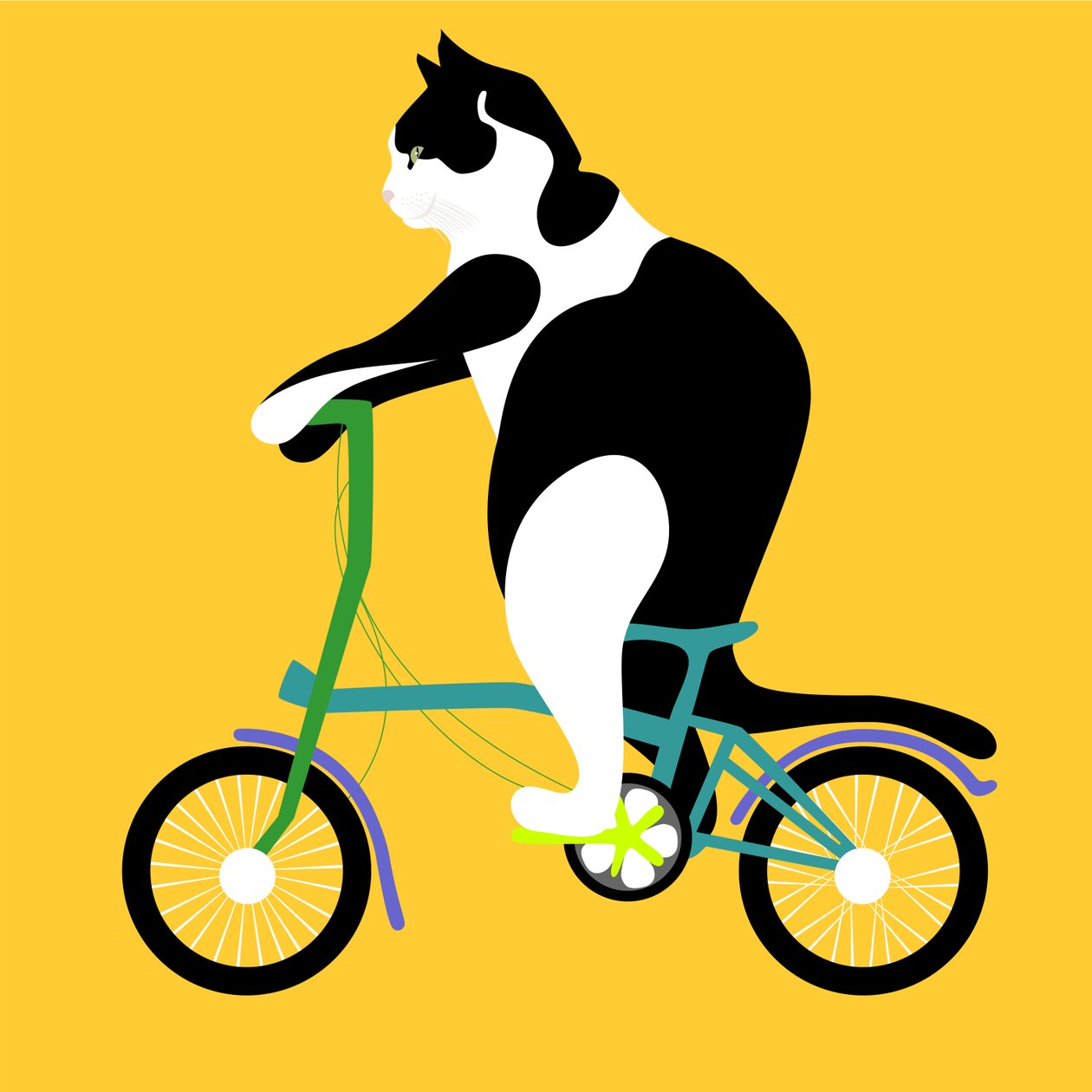 Macska egy Brompton kerékpáron alkotó: Claire Huntley