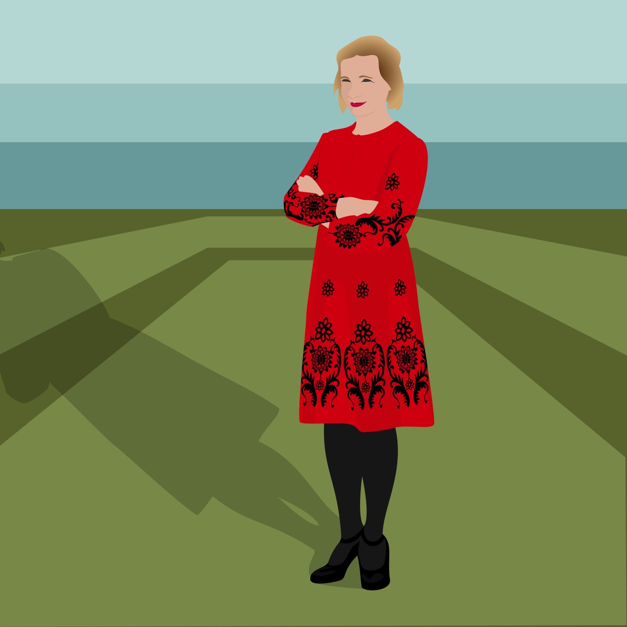 Lucy Worsley angol történész, író, a történelmi királyi paloták közös főkurátora és televíziós műsorvezető portréja alkotó: Claire Huntley