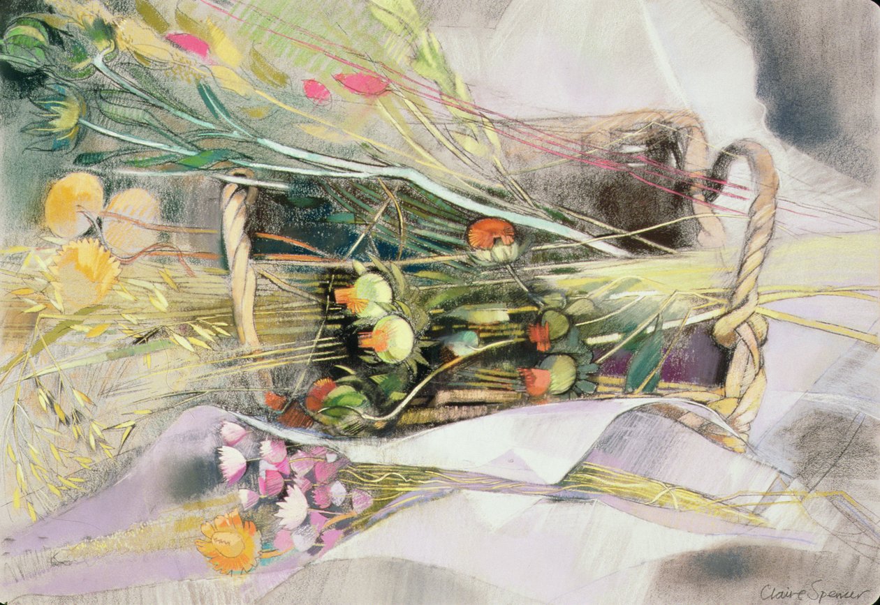 Kosár szárított virágokkal ( alkotó: Claire Spencer