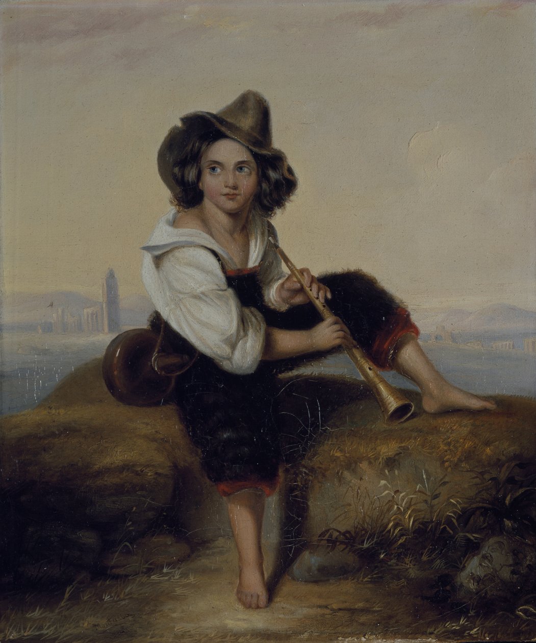 Egy pipás parasztfiú, a Flavius-vízvezeték közelében, 1844 körül (olaj, vászon) alkotó: Clara Montalba