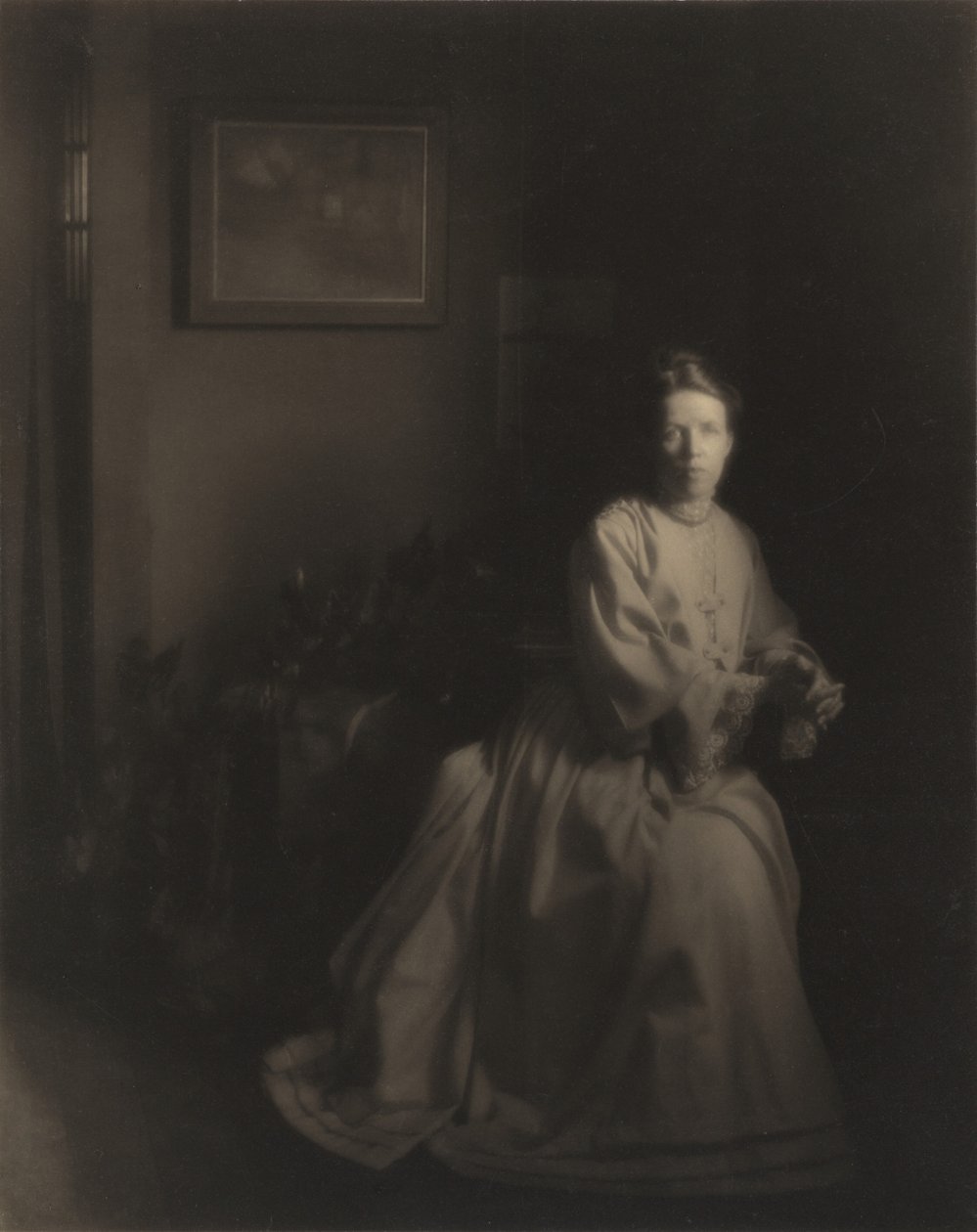 Mrs. White - A műteremben, 1907, nyomtatott c. 1920-as évek. alkotó: Clarence H White