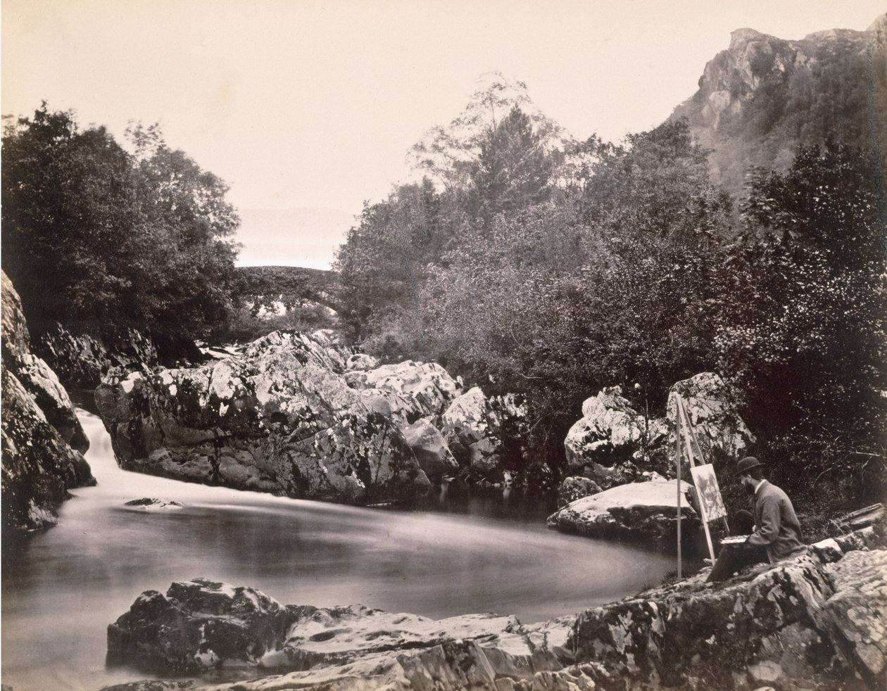 A Lledr-híd, Bettws-y-coed közelében (albuminnyomat nedves kollódiumnegatívról) alkotó: Clarence Henry White