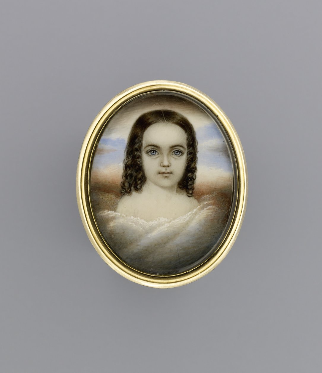 Egy lány portréja, 1852 körül (akvarell elefántcsonton) alkotó: Clarissa Peters