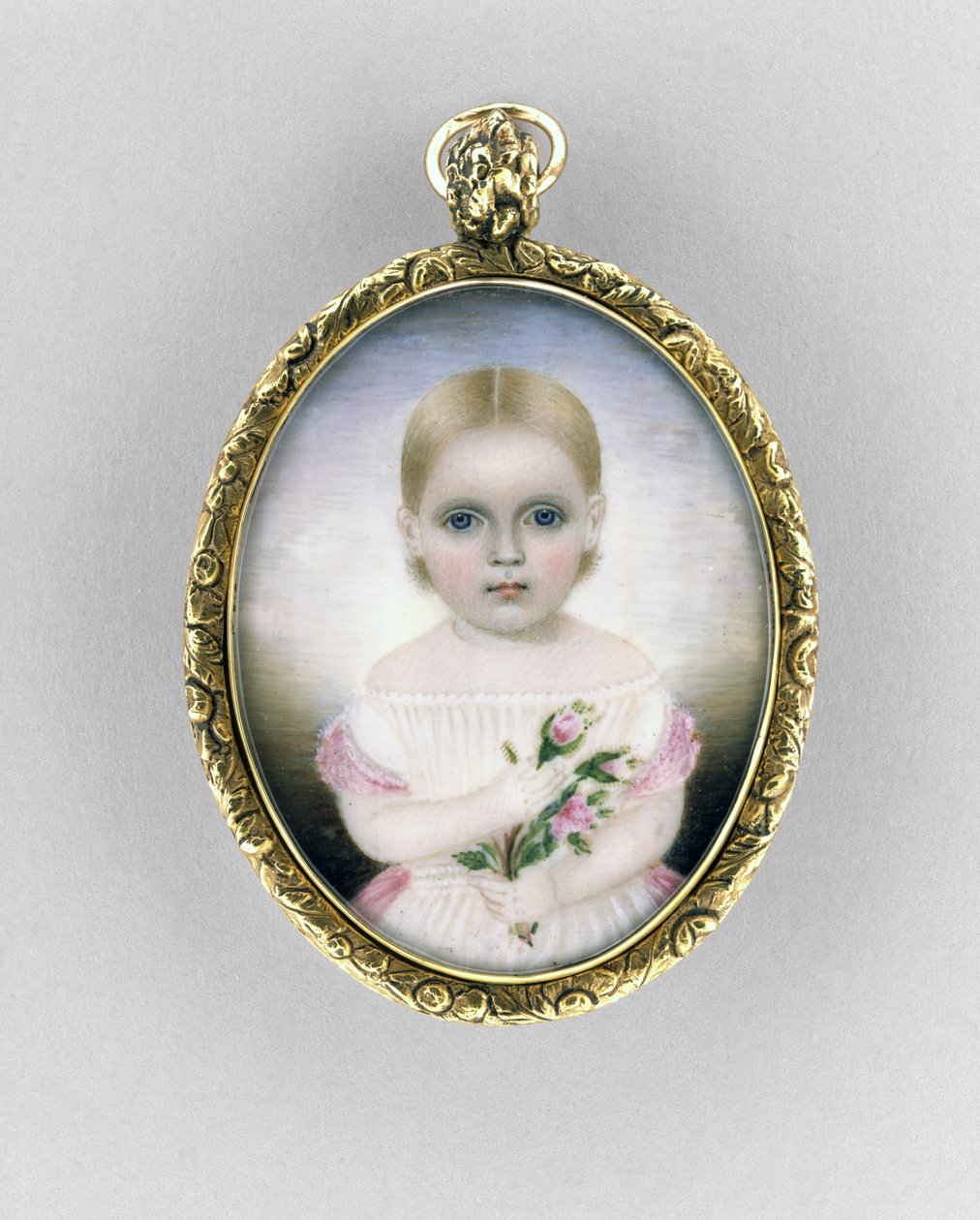 Egy lány portréja, 1840 körül (akvarell, elefántcsont, aranyozott és üveg) alkotó: Clarissa Peters Russell