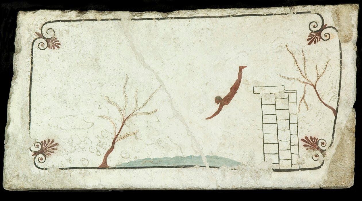 A Búvár. Tomba del Tuffatore búvár sírja, Kr.e. 470 körül. alkotó: Classical Antiquities