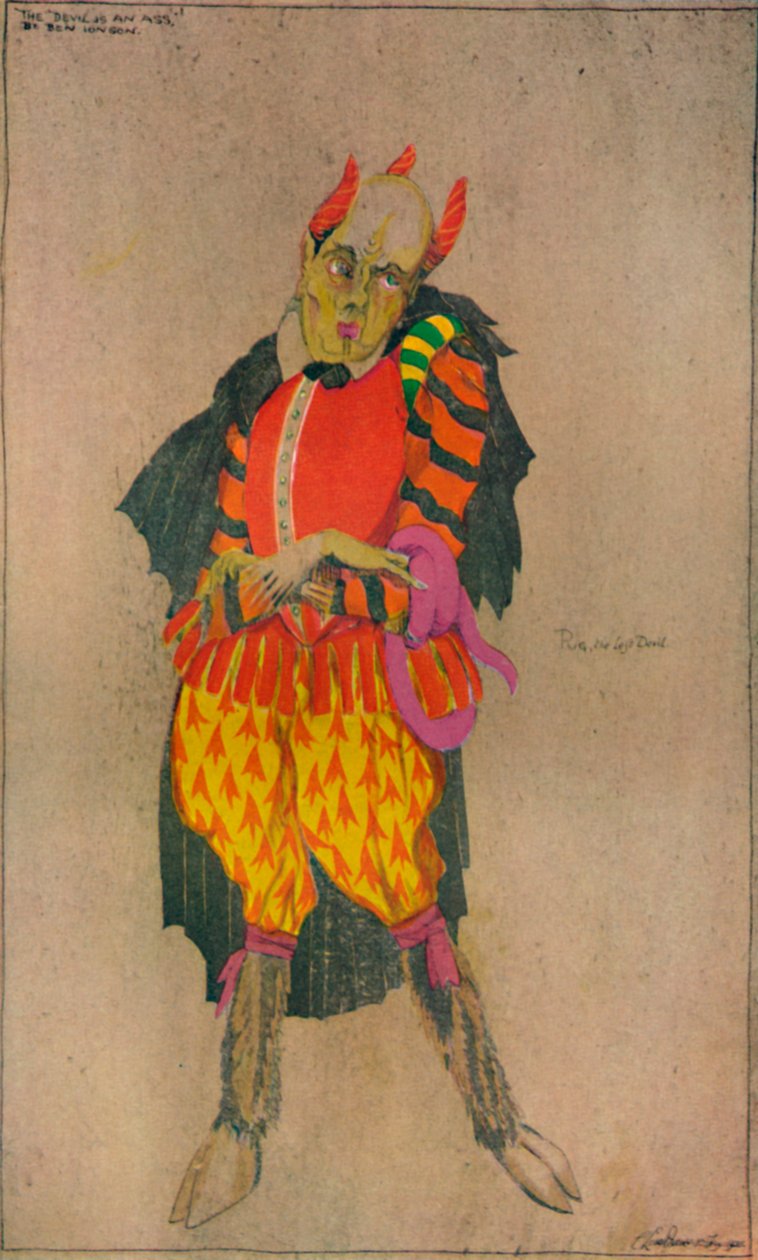 Jelmeztervezés Ben Jonson The Devil is an Ass című filmjében, 1927-ben alkotó: Claud Lovat Fraser