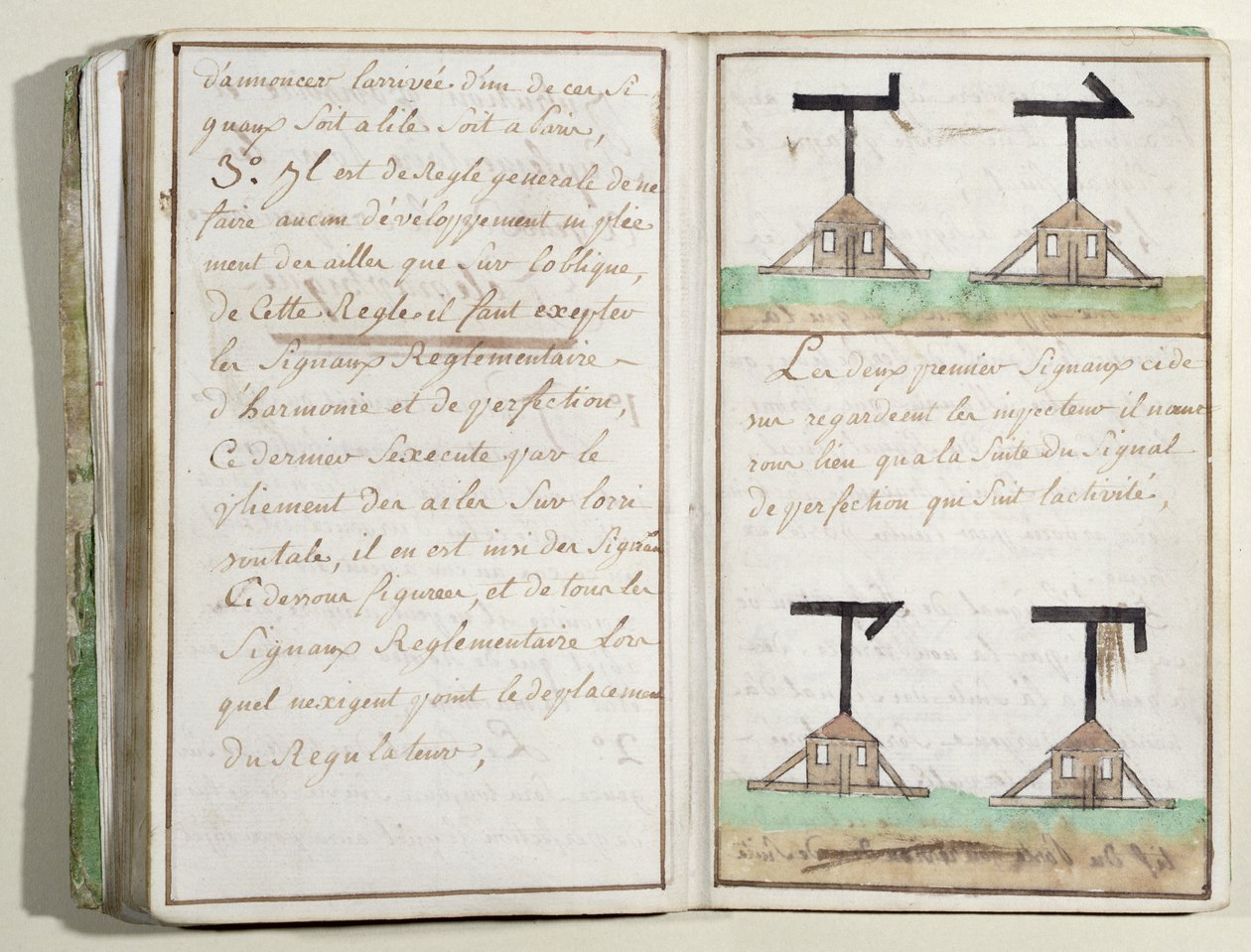 Szemafor jelzőrendszer, 1794 körül (wc és tinta) alkotó: Claude Chappe