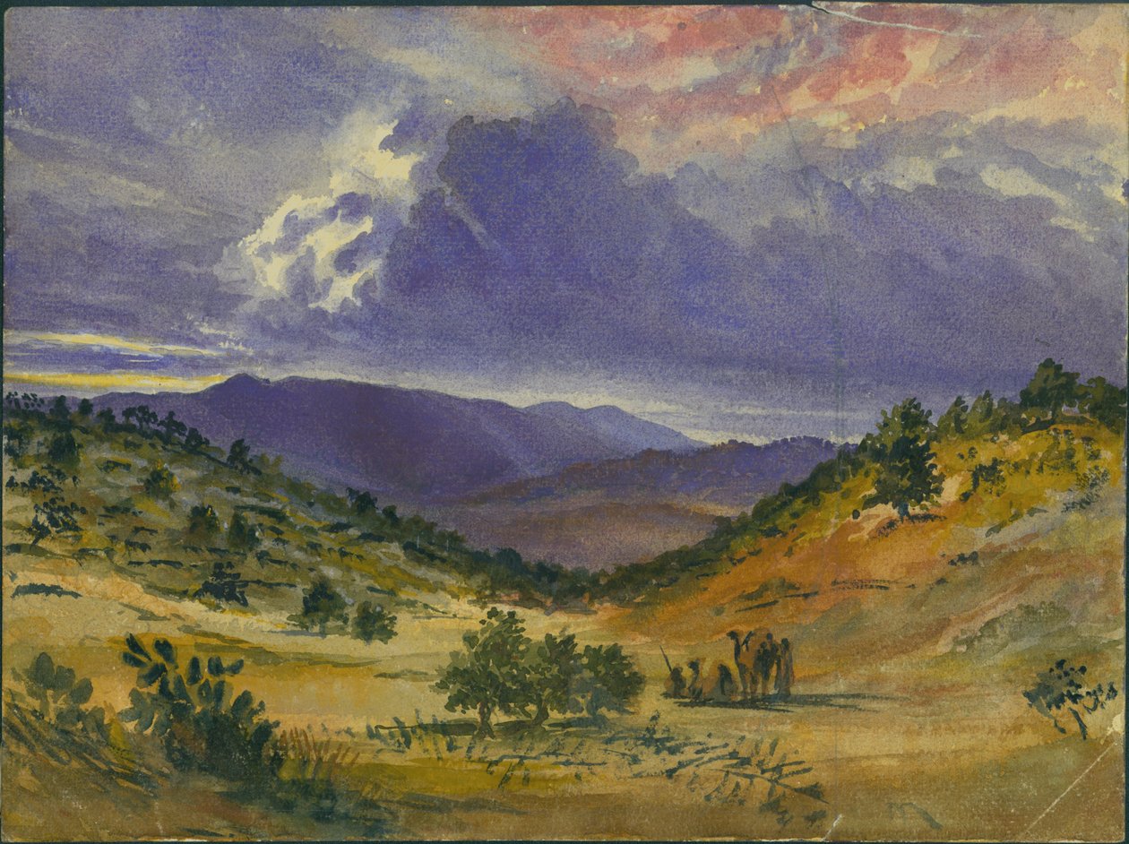 Kármel-hegy, 1872 (wc és ceruza, papír) alkotó: Claude Conder