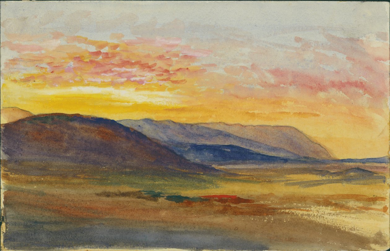 Kármel-hegy ősszel, nyugatra nézve naplementekor, 1872 (wc és ceruza papíron) alkotó: Claude Conder