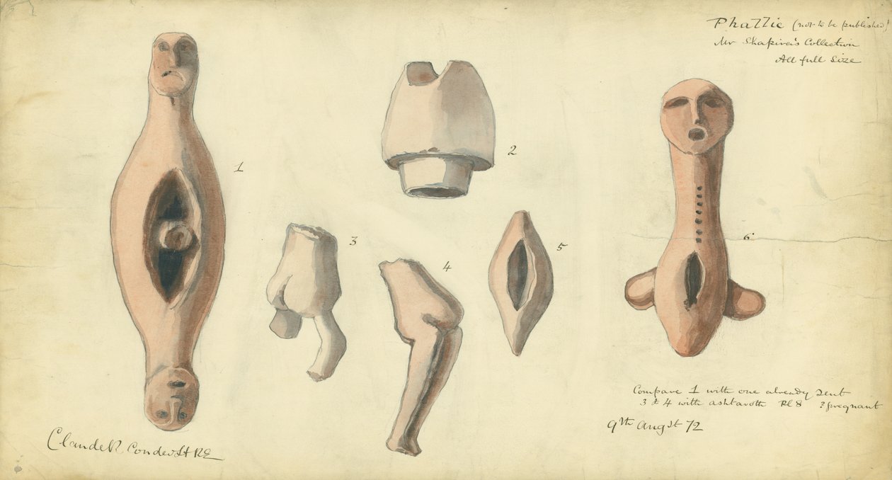 Fallikus emblémák Mr Shapira gyűjteményéből, 1872 (wc és ceruza papíron) alkotó: Claude Conder