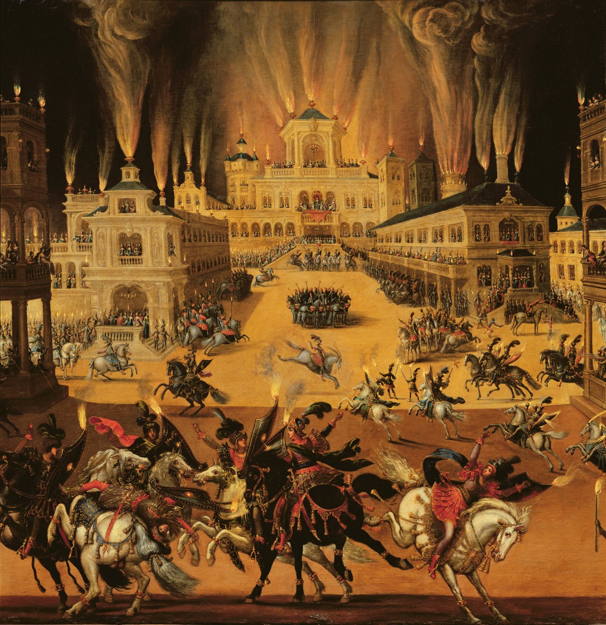 Tűz, tűzijáték részlet, 1640-41 körül (387335 részlet) alkotó: Claude Deruet