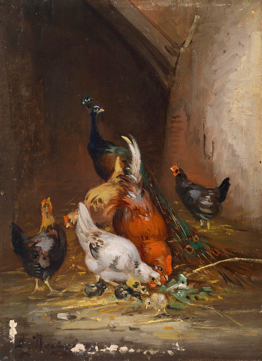 Csirkék és páva alkotó: Claude Guilleminet