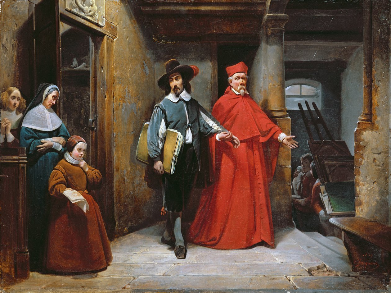 Egy bíboros Riberát keresi nápolyi műtermében, 1839 alkotó: Claude Jacquand
