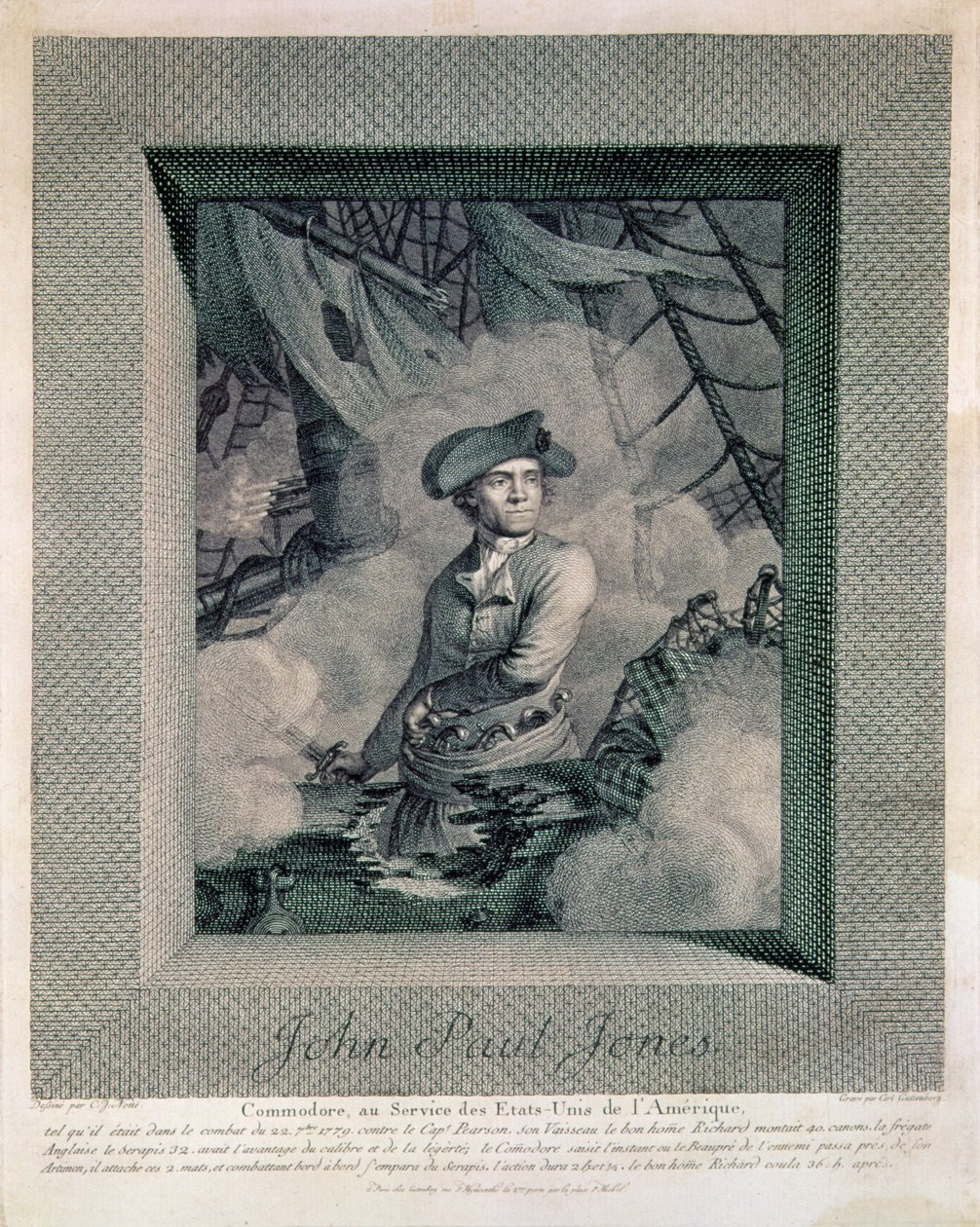 John Paul Jones portréja, Carl Guttenberg (1743-90) metszete, 1781 körül alkotó: Claude Jacques Notte