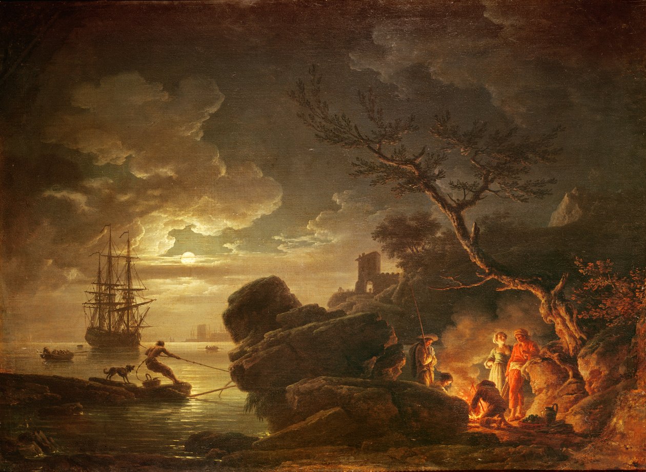 Táj a Hold fényénél alkotó: Claude Joseph Vernet