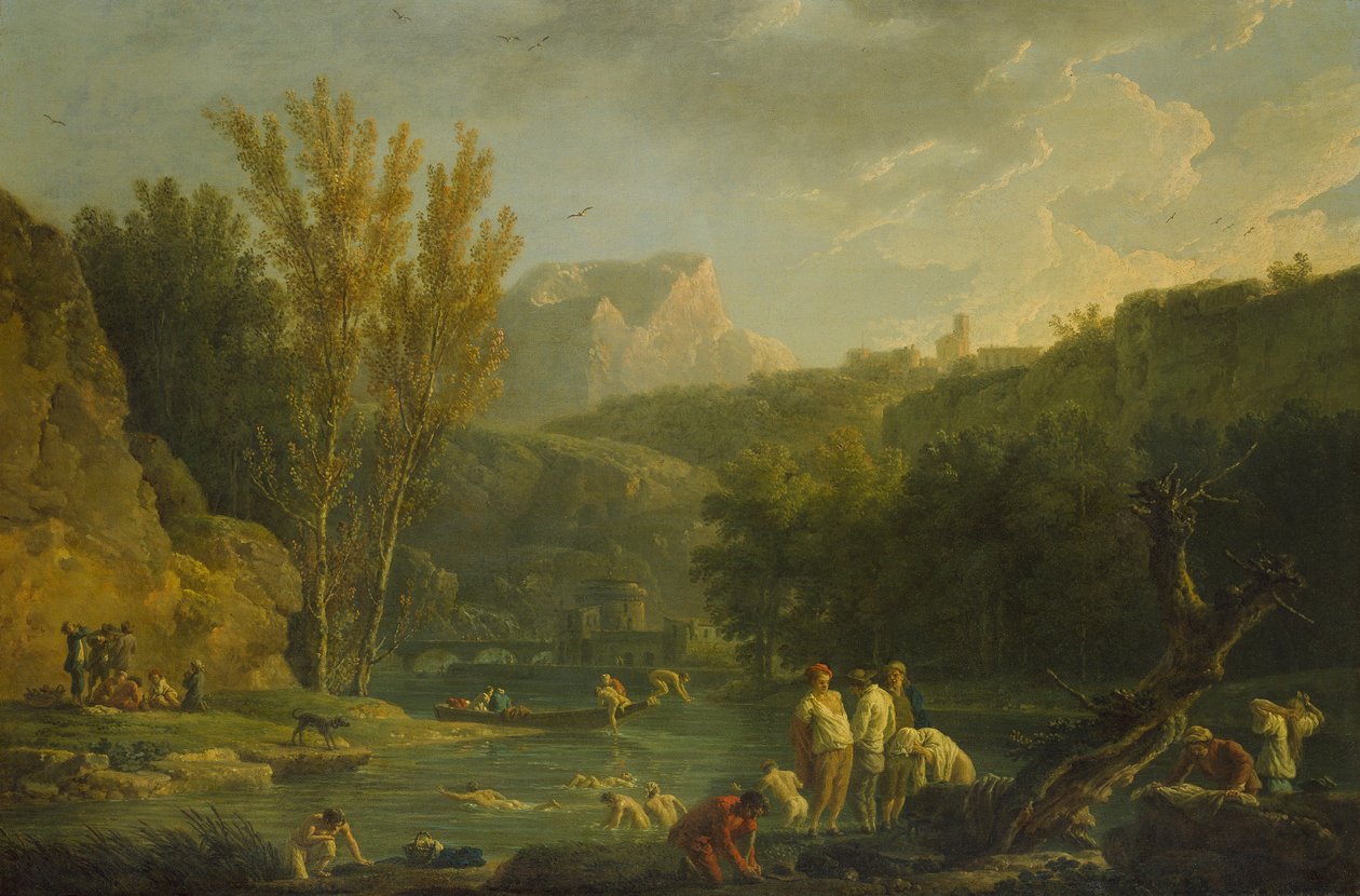 Folyói jelenet fürdőzőkkel, 18. század alkotó: Claude Joseph Vernet