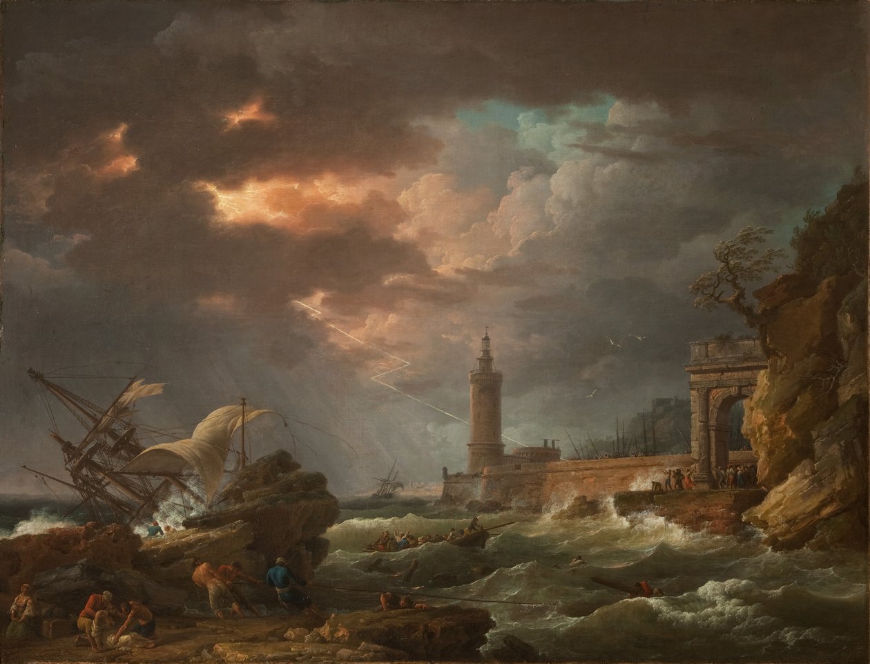 A vihar (Vihar a parton), 1754 alkotó: Claude Joseph Vernet