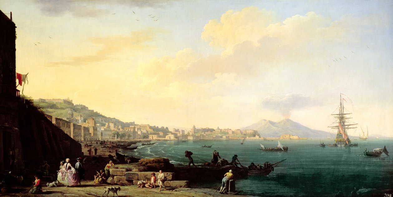 Nápoly kilátása a Vezúvral a háttérben (71567-es pár) alkotó: Claude Joseph Vernet
