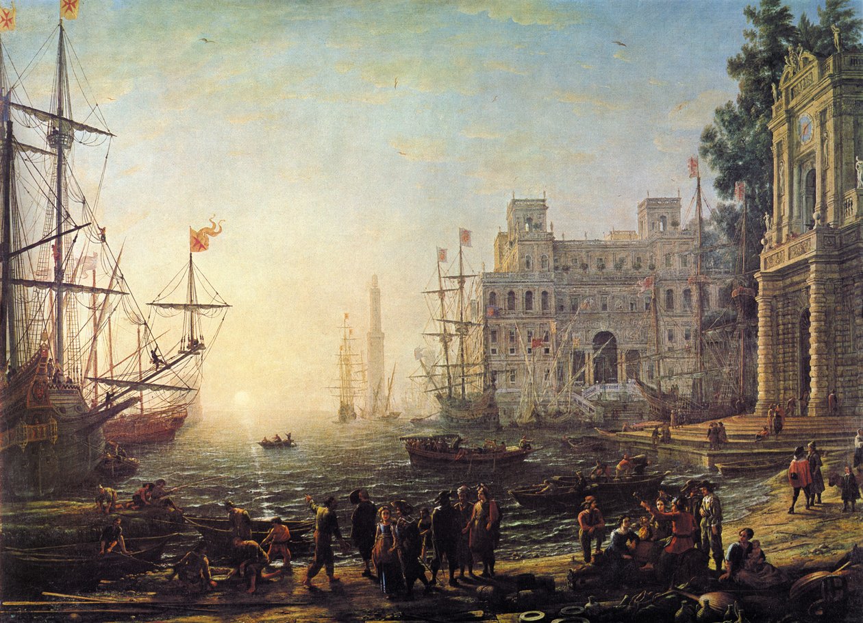 A kikötőre néző Villa Medici alkotó: Claude Lorrain