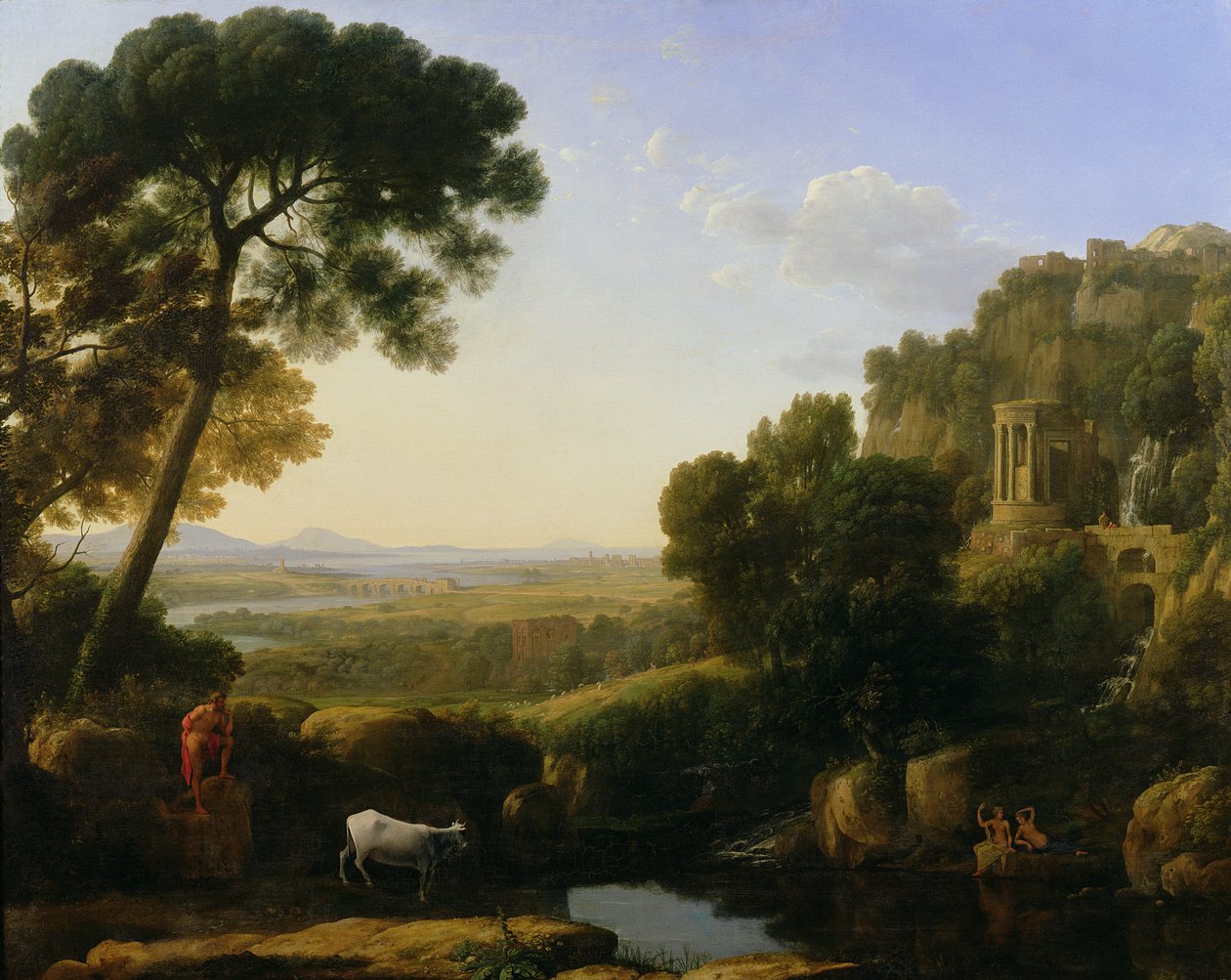 Naplemente vagy táj Argus Guarding Io-val alkotó: Claude Lorrain