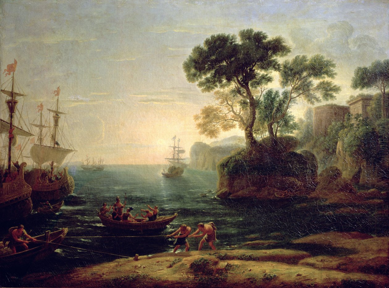Aeneas érkezése Itáliába, a Római Birodalom hajnala alkotó: Claude Lorrain