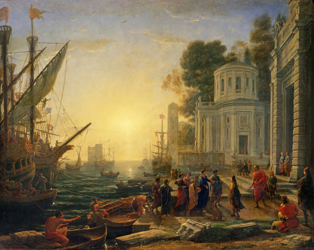 Kleopátra kiszállása Tarsusban, 1642 alkotó: Claude Lorrain