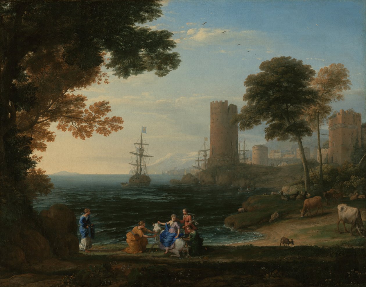 Parti kilátás az Európa elrablásával alkotó: Claude Lorrain