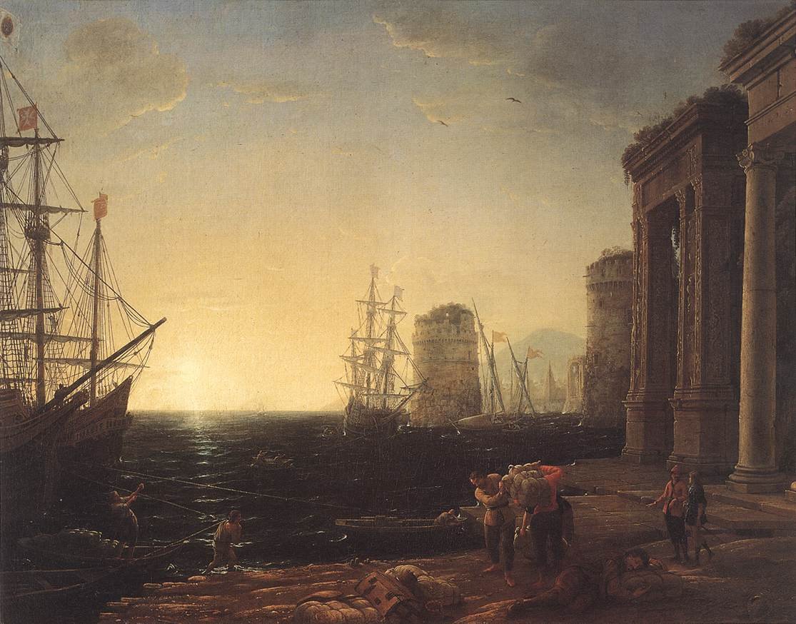 Kikötői jelenet naplementében alkotó: Claude Lorrain