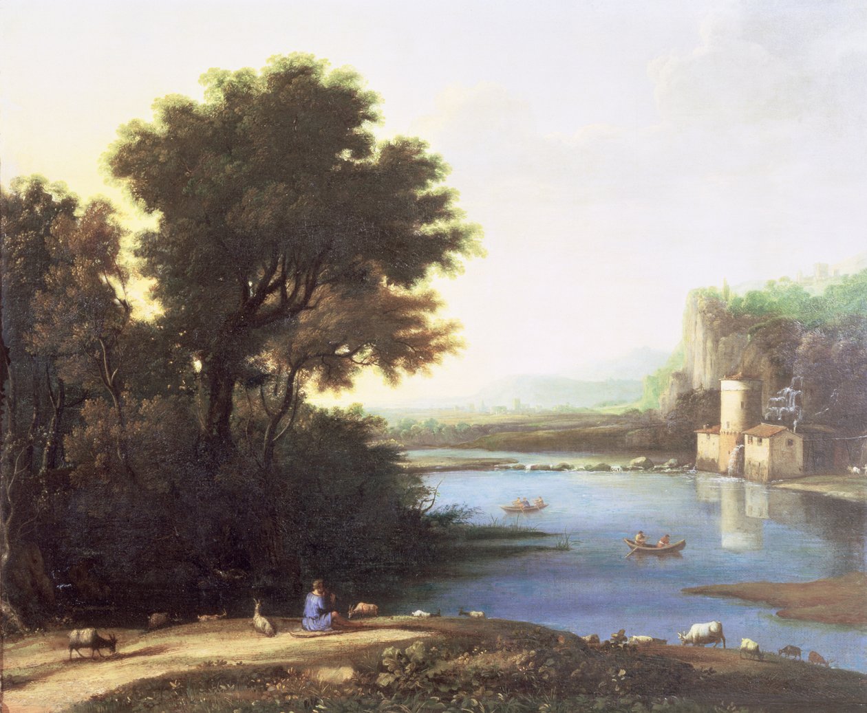 Olasz táj egy kecskepásztor csővel a kecskéihez alkotó: Claude Lorrain