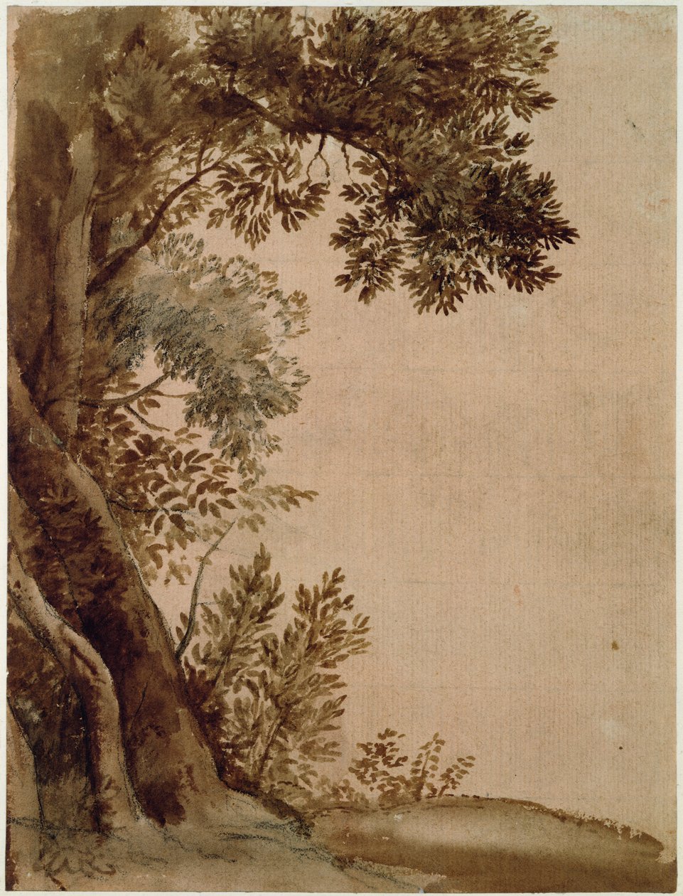 Táj (tinta és akvarell papíron) alkotó: Claude Lorrain