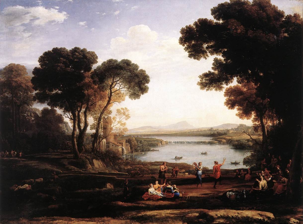 Tájkép táncoló alakokkal (A malom) alkotó: Claude Lorrain