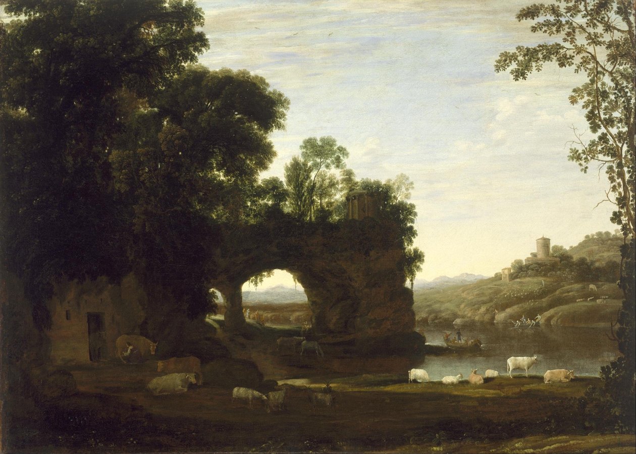 Táj sziklaívvel és folyóval alkotó: Claude Lorrain