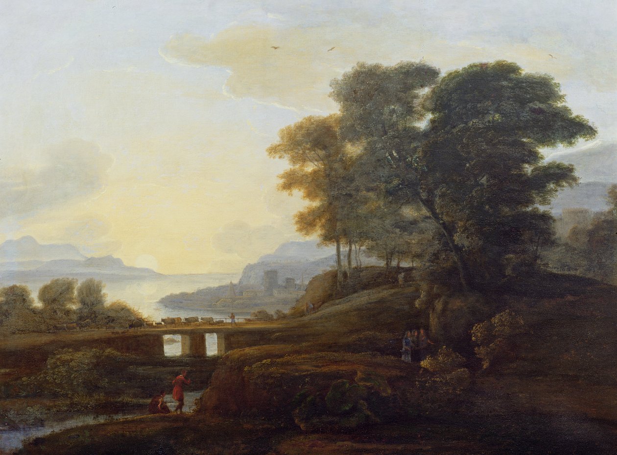 Táj szarvasmarhákkal és kecskékkel átkelő hídon alkotó: Claude Lorrain