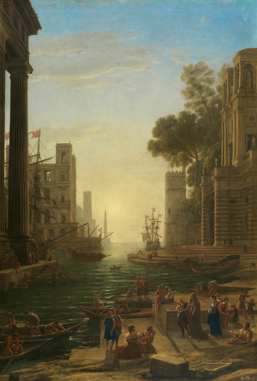 Tájkép Szent Paula Romana bevonulásával Ostiába alkotó: Claude Lorrain