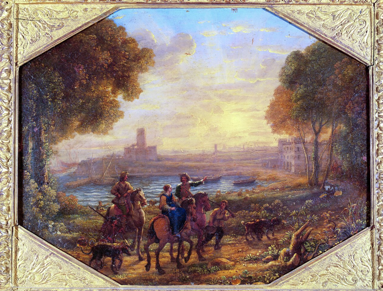 Táj Santa Marinella kikötőjével (Civitavecchia közelében), c. 1639-40 (olaj, réz) alkotó: Claude Lorrain