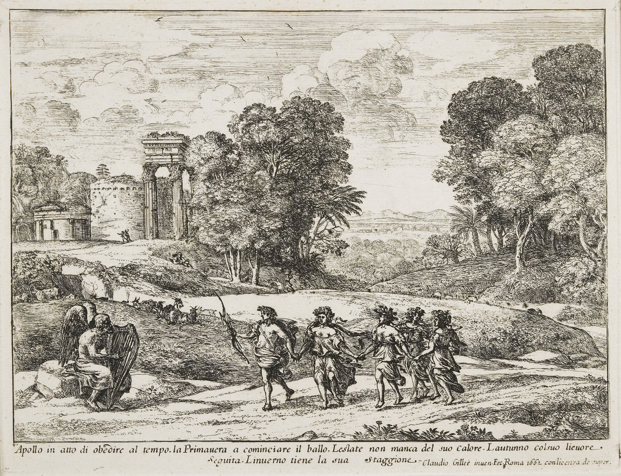 Idő, Apollo és az évszakok, 1662 alkotó: Claude Lorrain