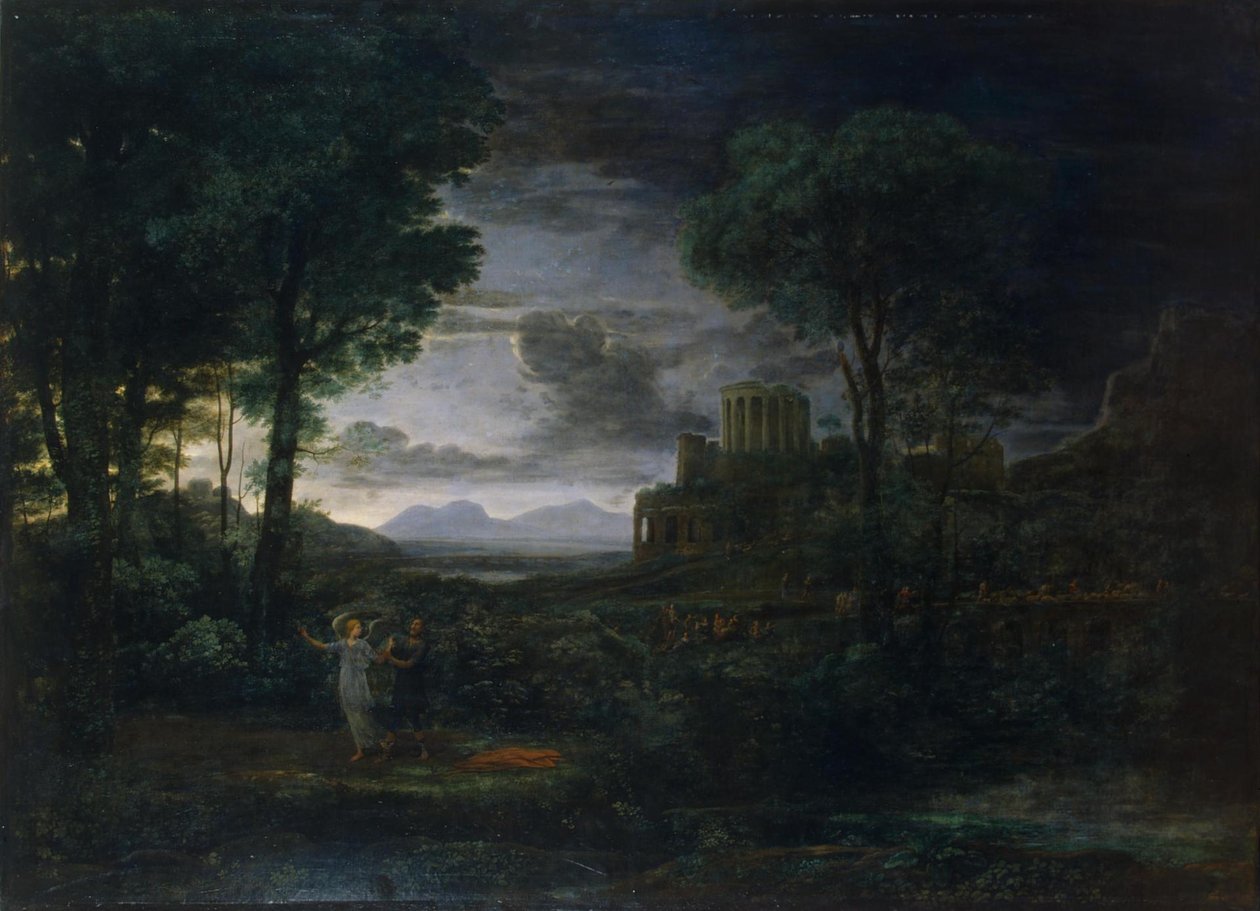 Táj Jacob birkózással az angyallal (Éjszaka) alkotó: Claude Lorrain