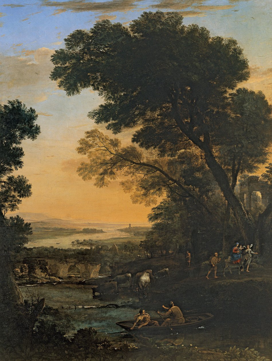 Idilli táj az Egyiptomba való repüléssel alkotó: Claude Lorrain