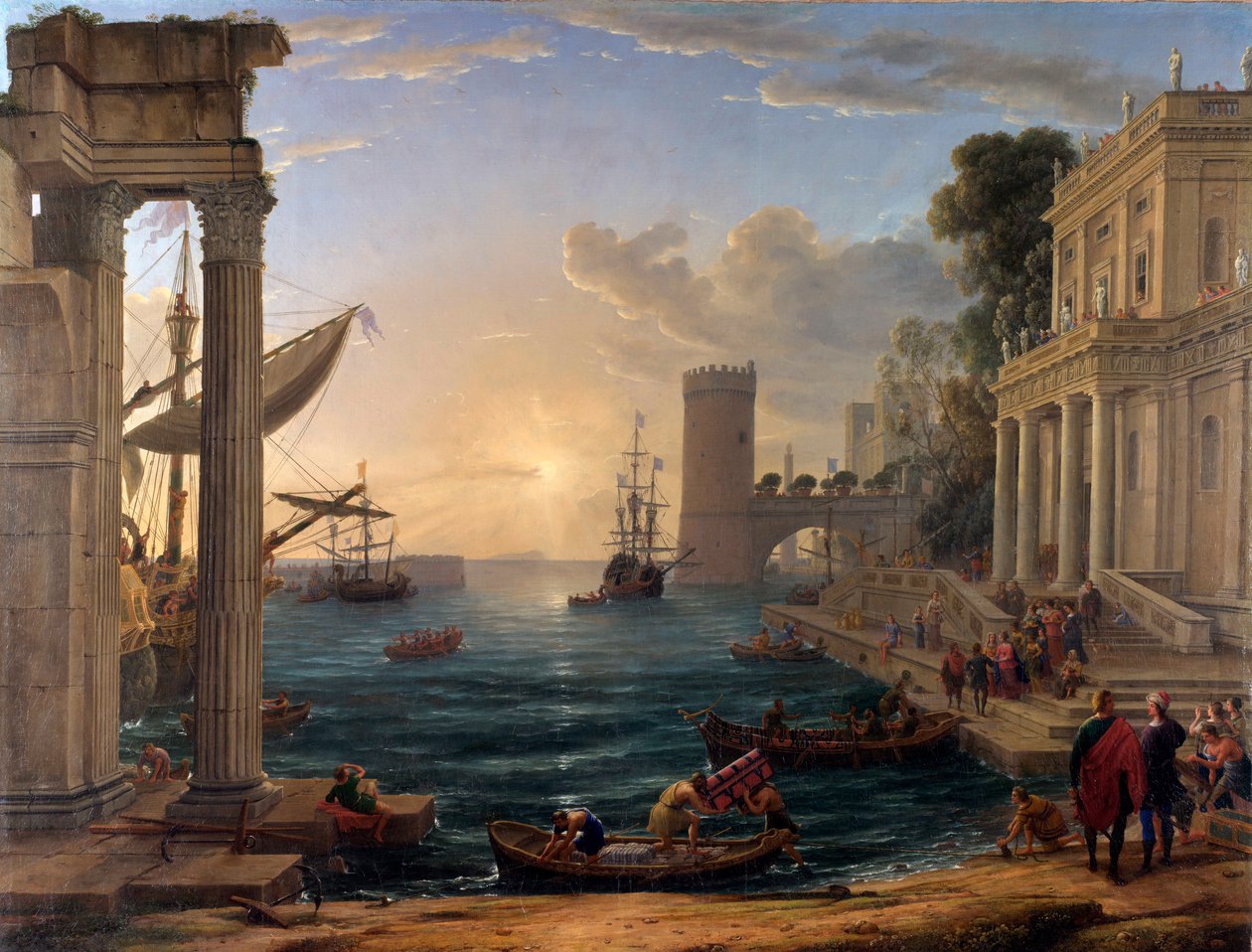 Tengeri kikötő Sába királynőjének beszállásával alkotó: Claude Lorrain