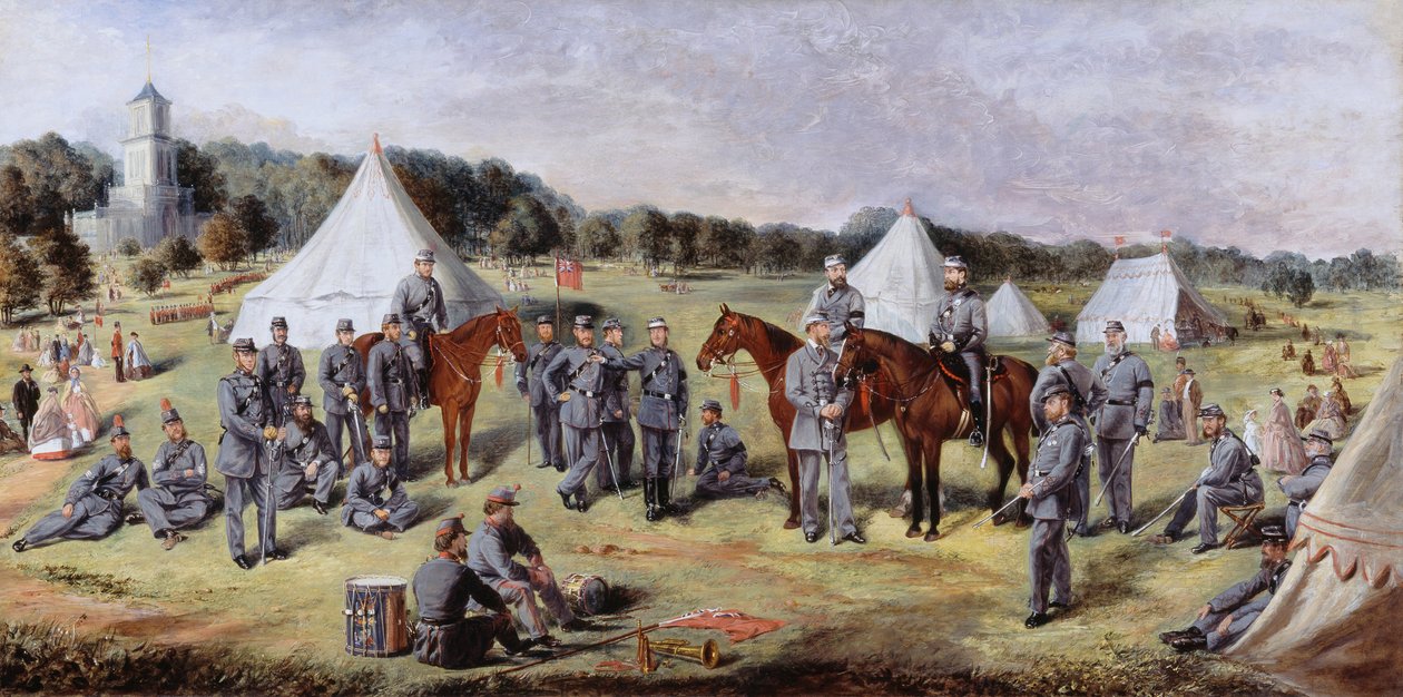A norfolki önkéntesek 1. közigazgatási ütege a Gunton Parkban, 1864 alkotó: Claude Lorraine R.W Nursey
