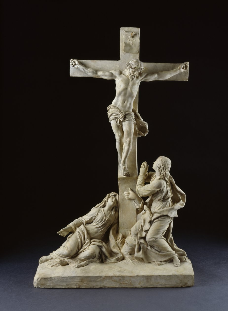 Keresztre feszítés Szűz Máriával és Szent János evangélistával, 1785 (terrakotta) alkotó: Claude Michel Clodion