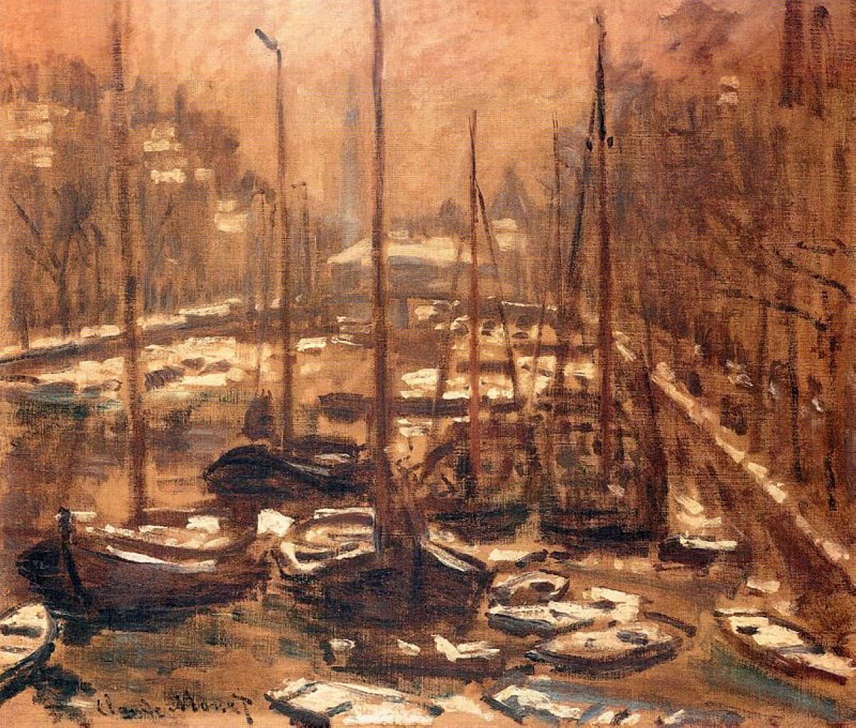 A Geldersekade Amszterdamban télen alkotó: Claude Monet