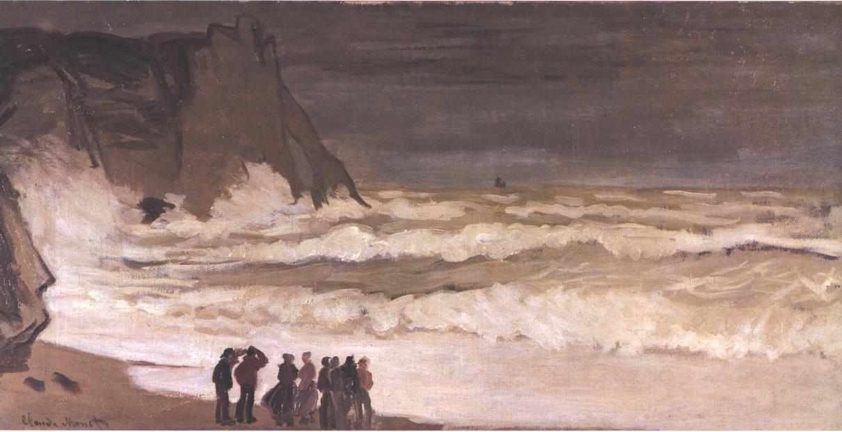 Grosse mer a Etretat Angol: Viharos tenger Etretatban Németül: Viharos tenger Etretatnban alkotó: Claude Monet
