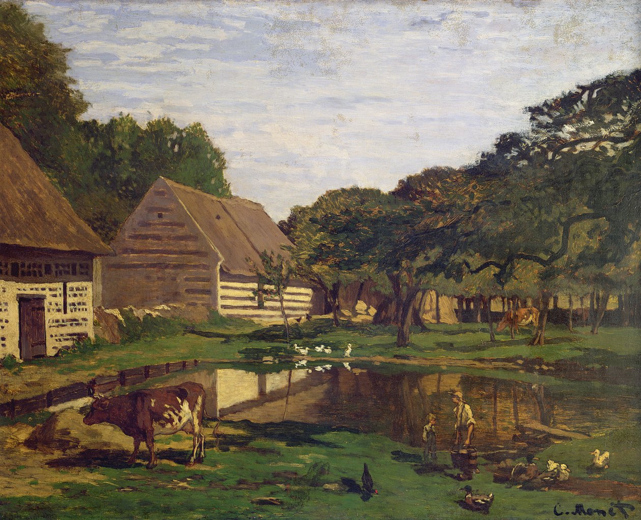 Tanyaudvar Normandiában, 1863 körül alkotó: Claude Monet