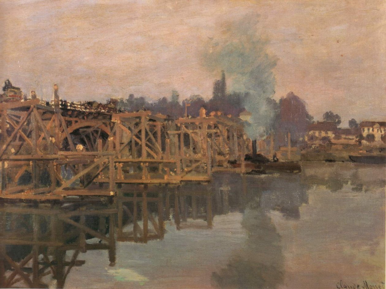 Argenteuil, a híd javítás alatt alkotó: Claude Monet