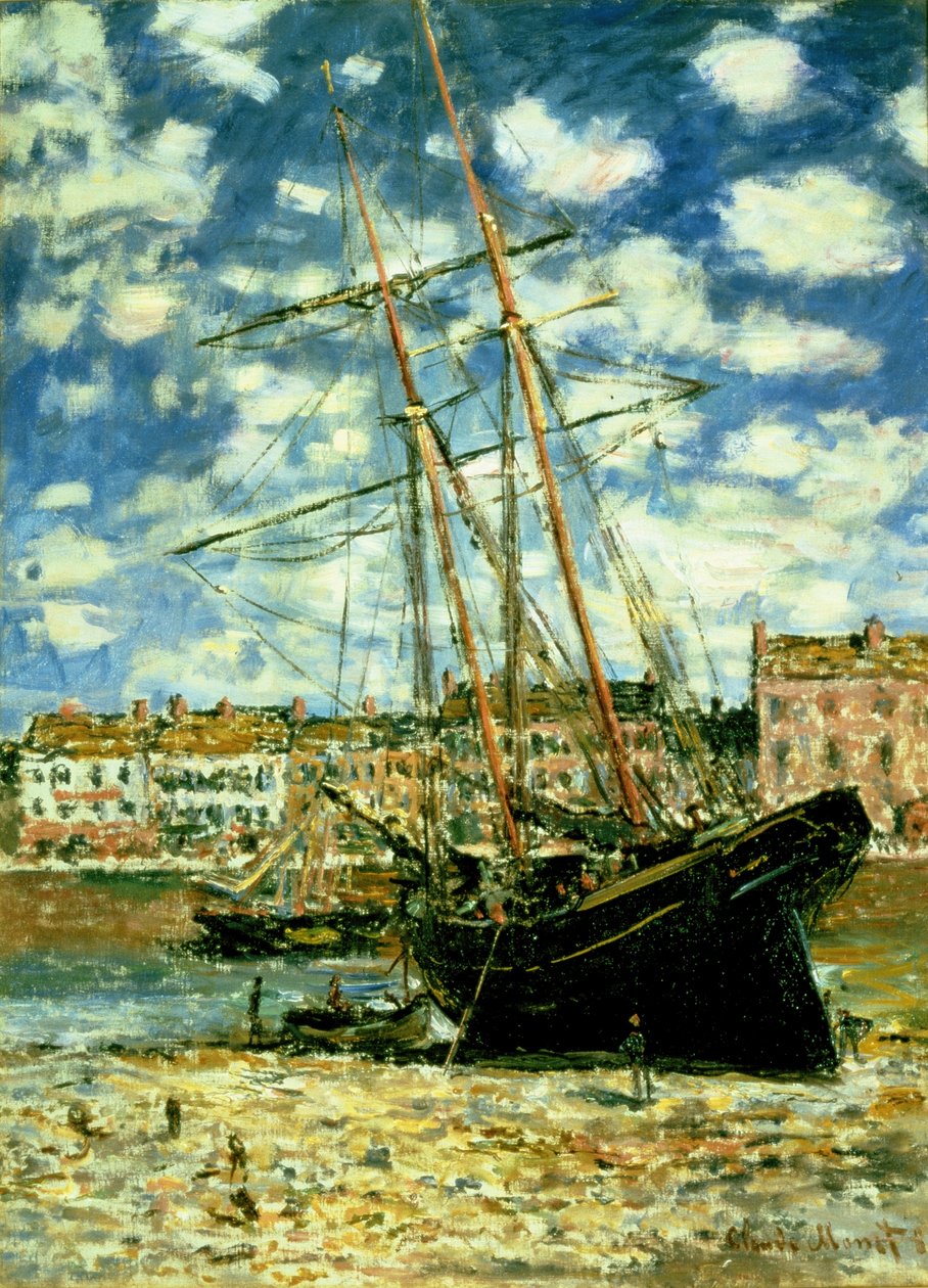 Csónak apálykor fekszik alkotó: Claude Monet
