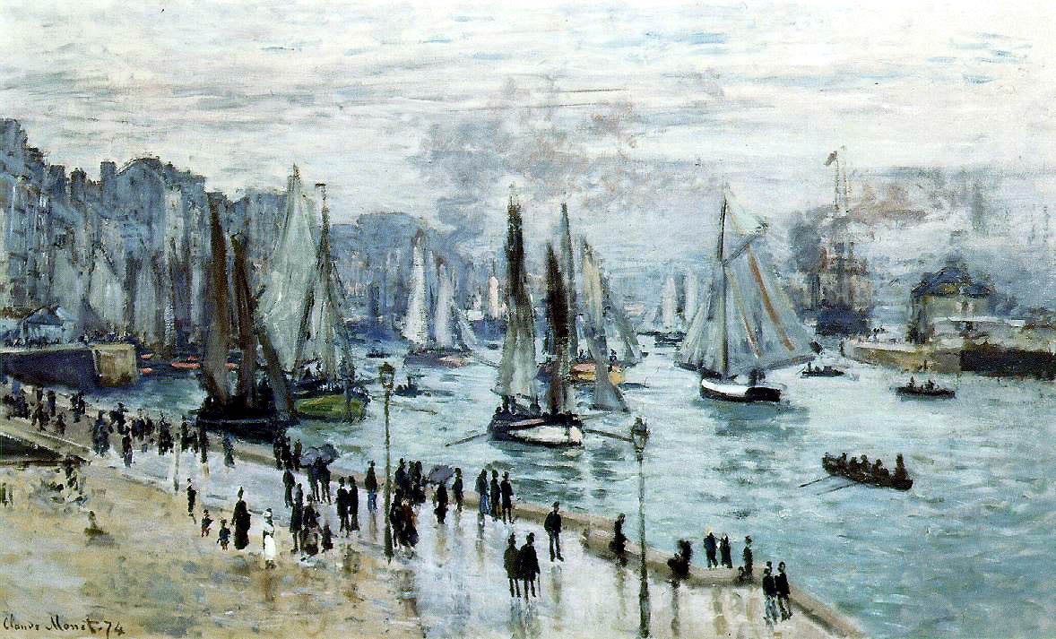 Halászhajók elhagyják a kikötőt, Le Havre alkotó: Claude Monet